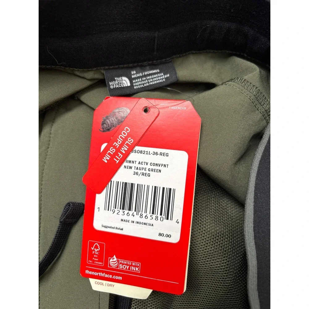 The North Face Men's Paramount Active Convertible Pants Shorts Green Size 36 NWT